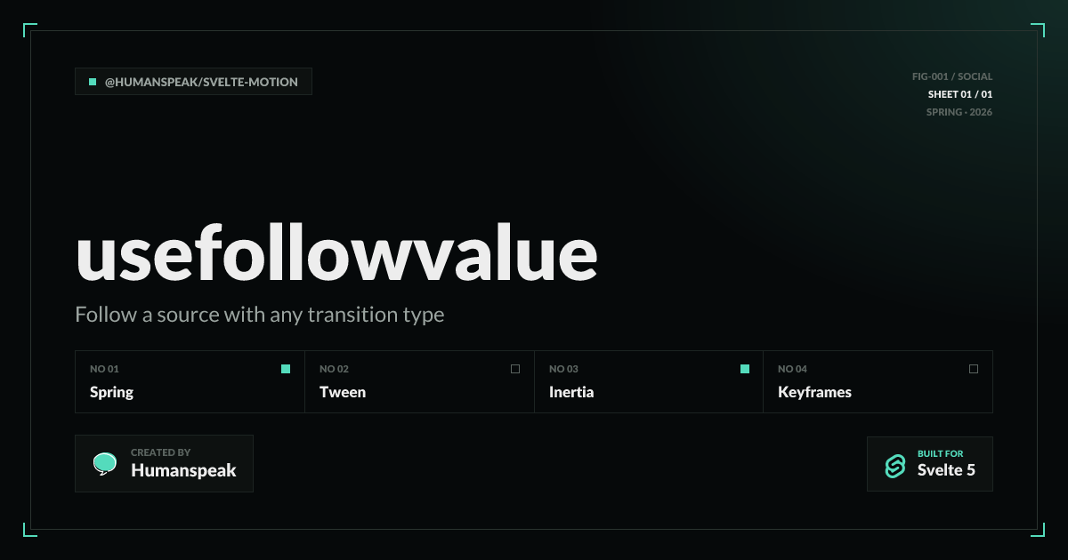 useFollowValue | Docs | Svelte Motion