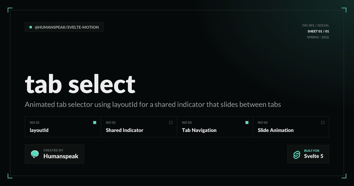 Dbbd Tab Example Tab Select | Svelte Motion